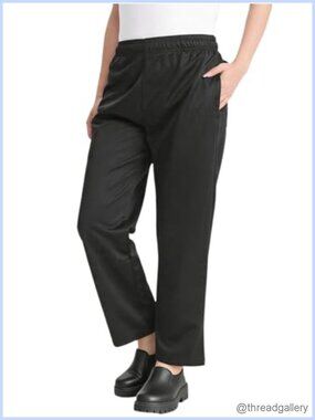 Women's Stretch Chef Pants Baggy Cargo Work Pants Elastic Waist Multi Pockets